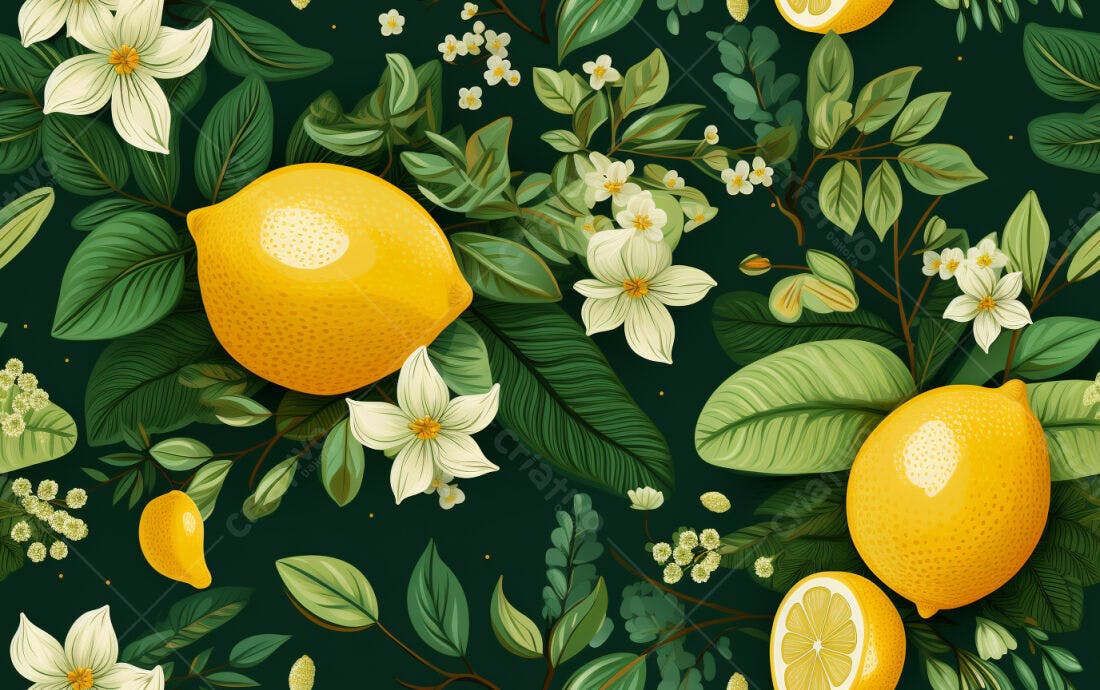 Textura Limão e Flores para Fundo