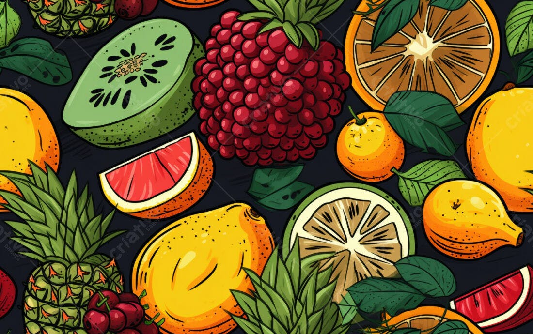 Textura Frutas Tropicais Coloridas para Fundo