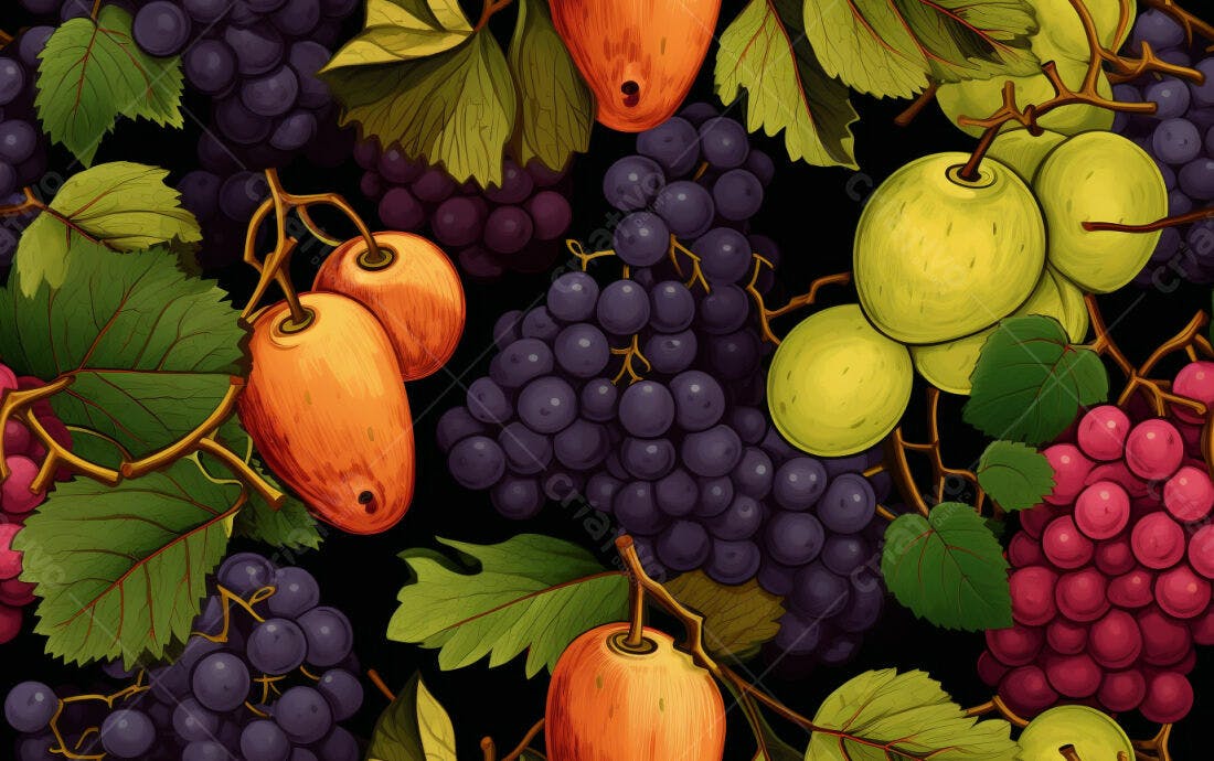 Textura frutas e uvas para fundo