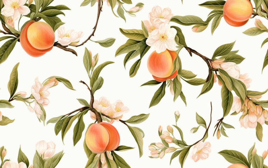 Textura pêssego e flores para papel de parede