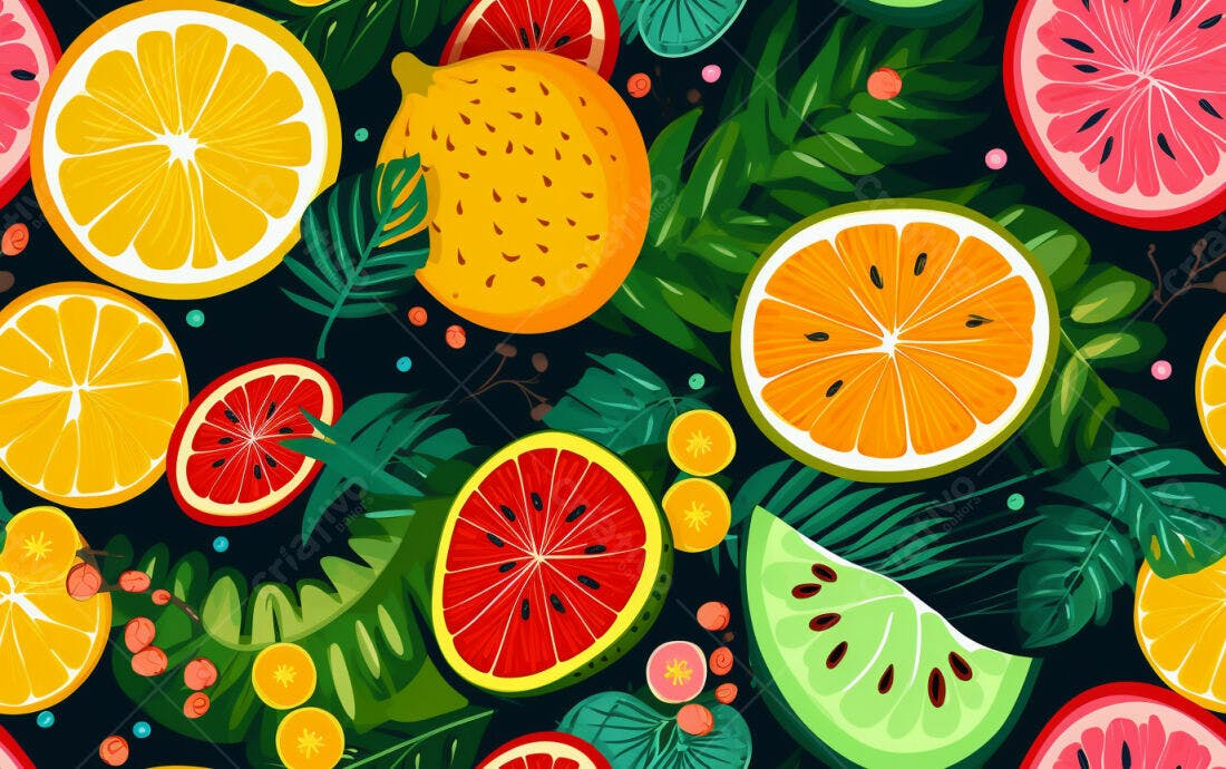 Textura frutas tropicais vibrantes para fundo
