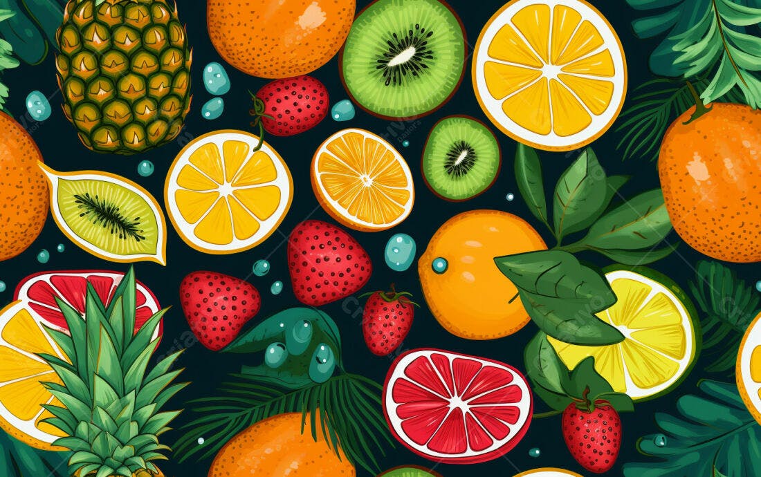 Textura Frutas Tropicais para Fundo