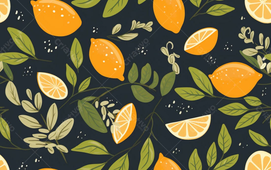 Textura Limão e Folhas para Fundo