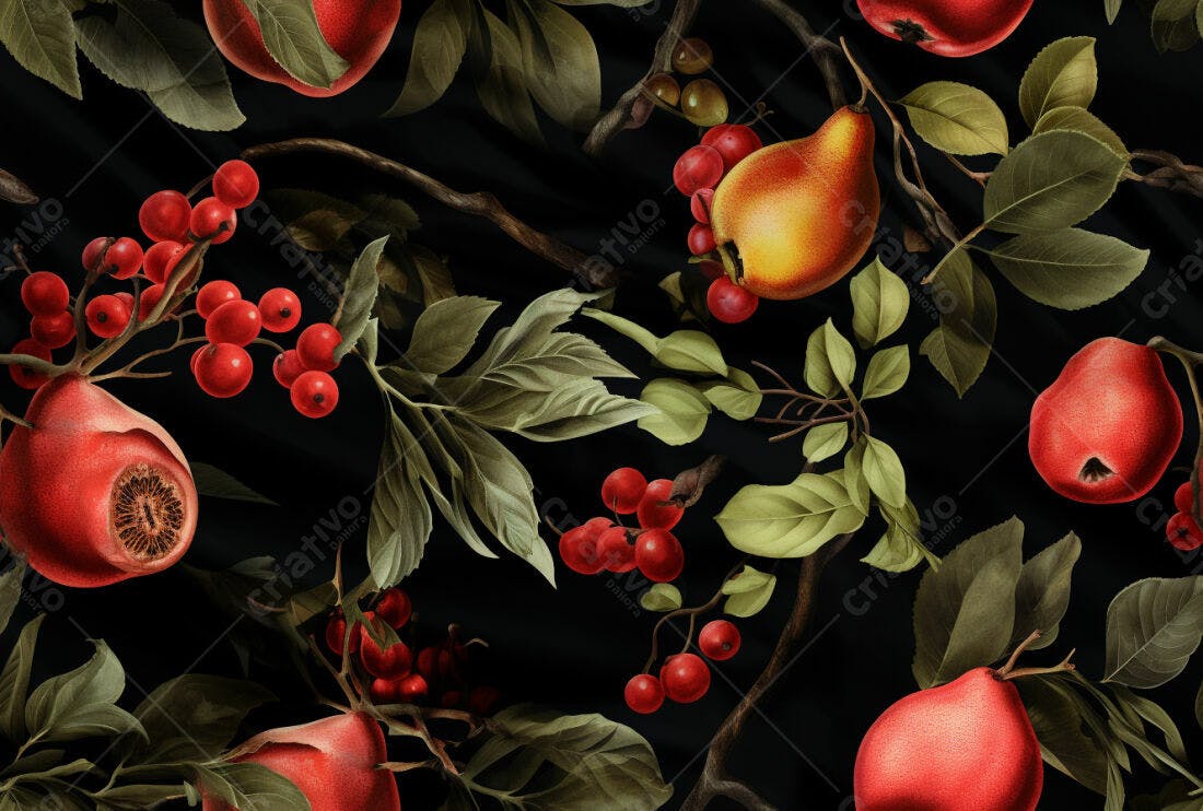 Textura Frutas Vermelhas e Amarelas para Fundo