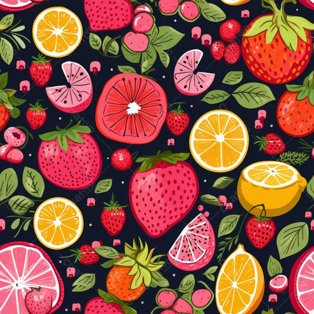 Textura Frutas Vermelhas e Cítricas para Fundo