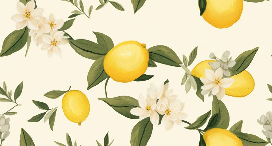 Textura Limão e Flores para Papel de Parede