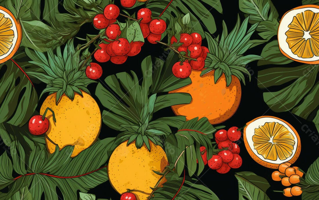 Textura Frutas Tropicais para Papel de Parede