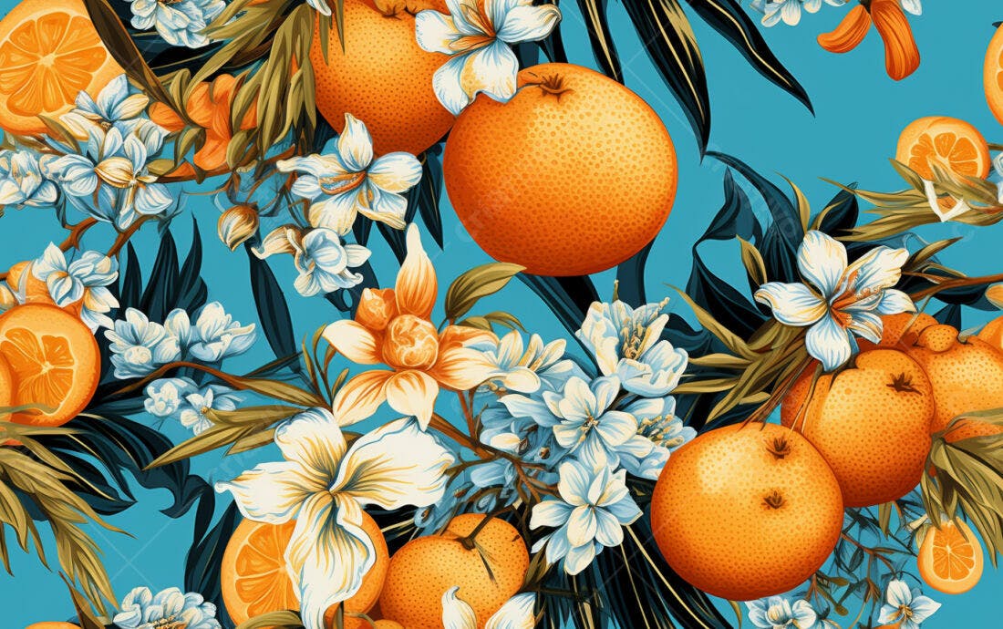 Textura floral laranja e branca para papel de parede
