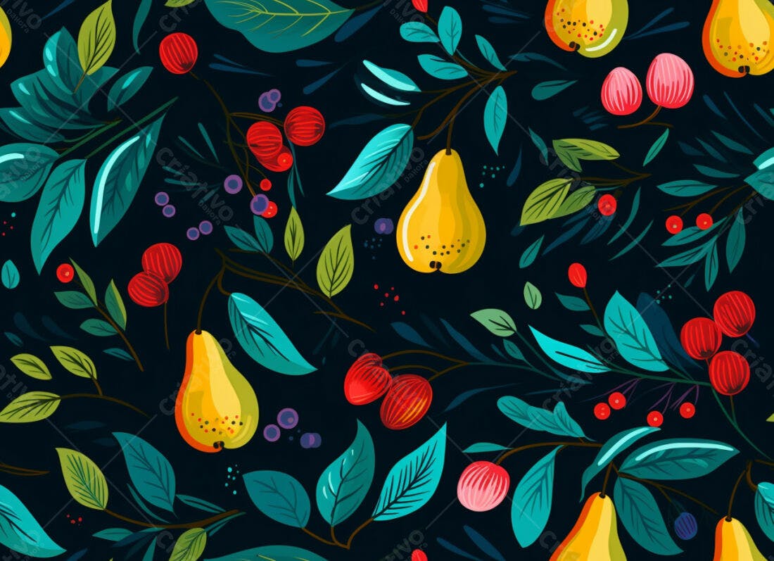 Textura Frutas e Folhas para Fundo