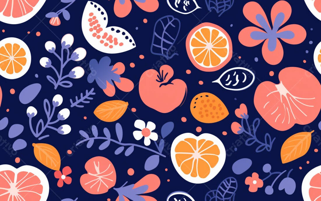Textura floral frutas fundo repetitivo