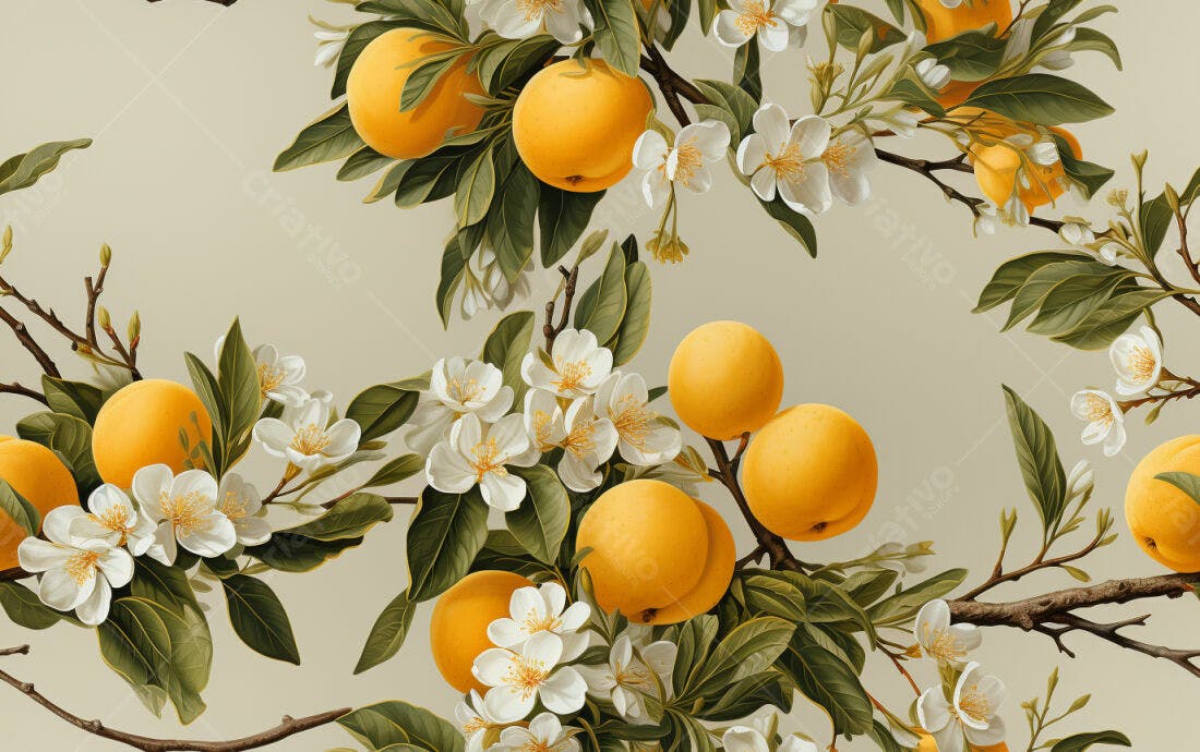 Textura Floral Laranja e Branca para Papel de Parede