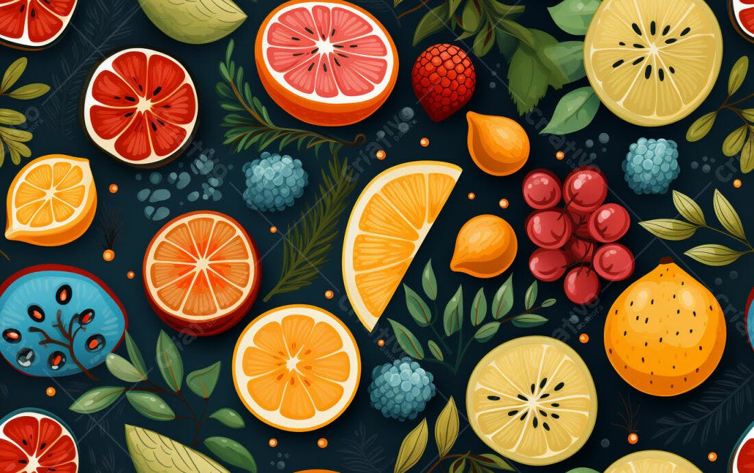 Textura Frutas Cítricas e Bagas para Fundo