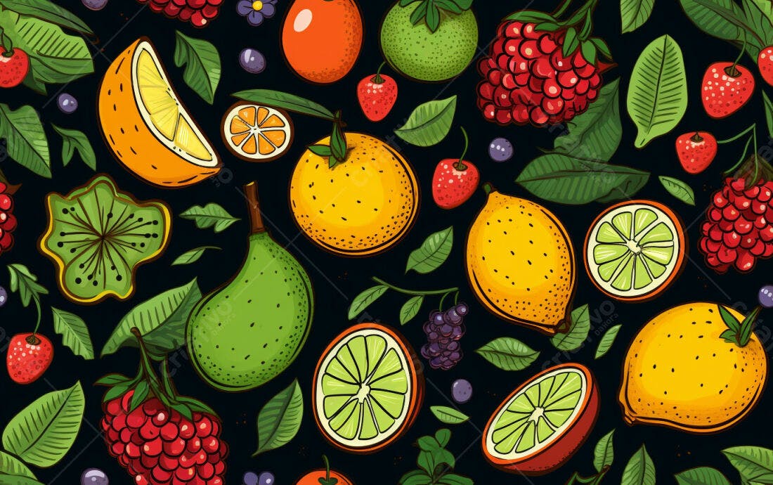 Textura Frutas Tropicales para Fundo