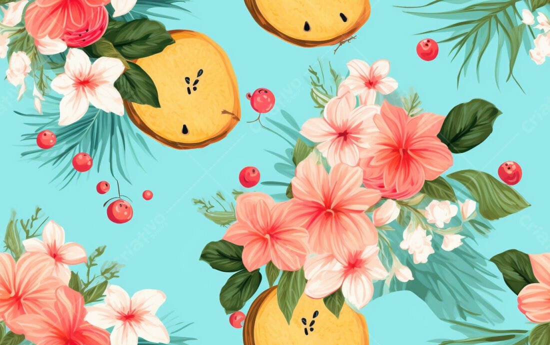 Textura floral tropical para papel de parede