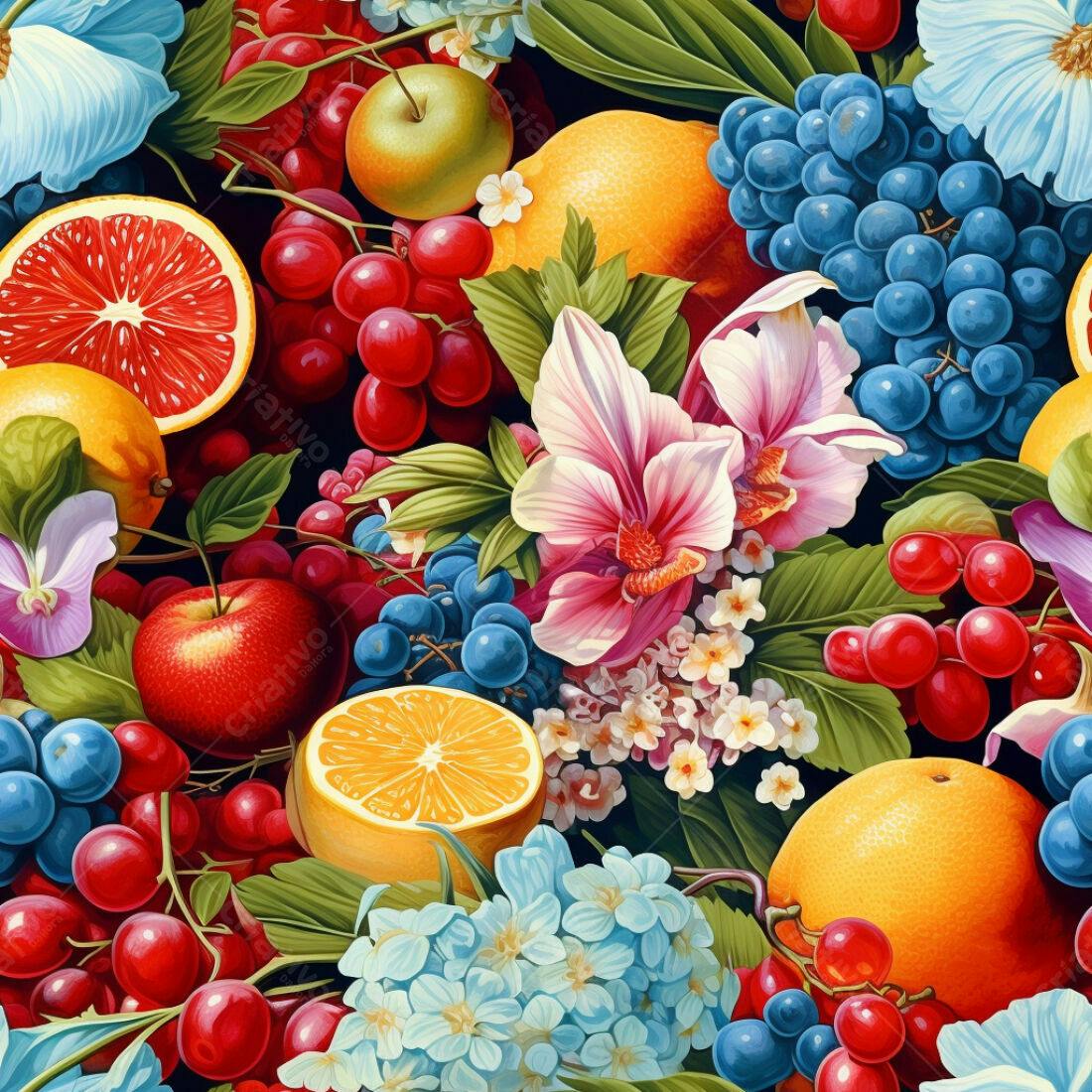 Textura Frutas e Flores para Fundo