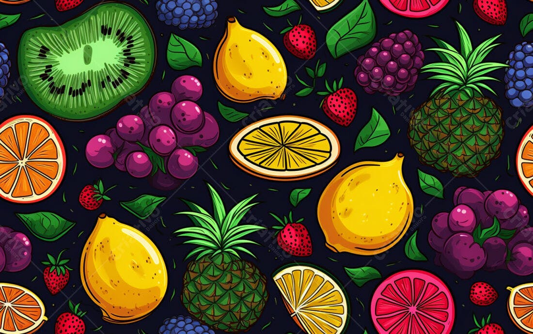 Textura Frutas Tropicais Coloridas para Fundo