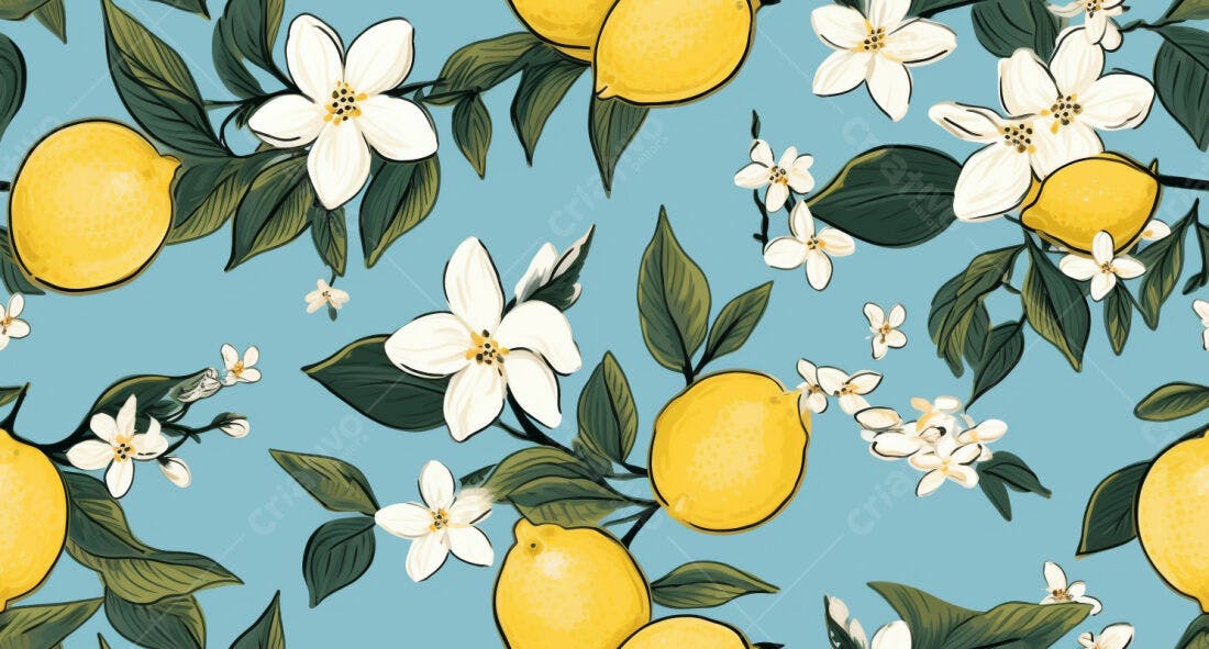 Textura limão e flores para papel de parede