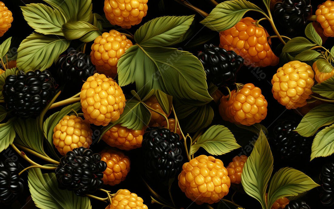 Textura Frutas Amarelas e Pretas para Fundo