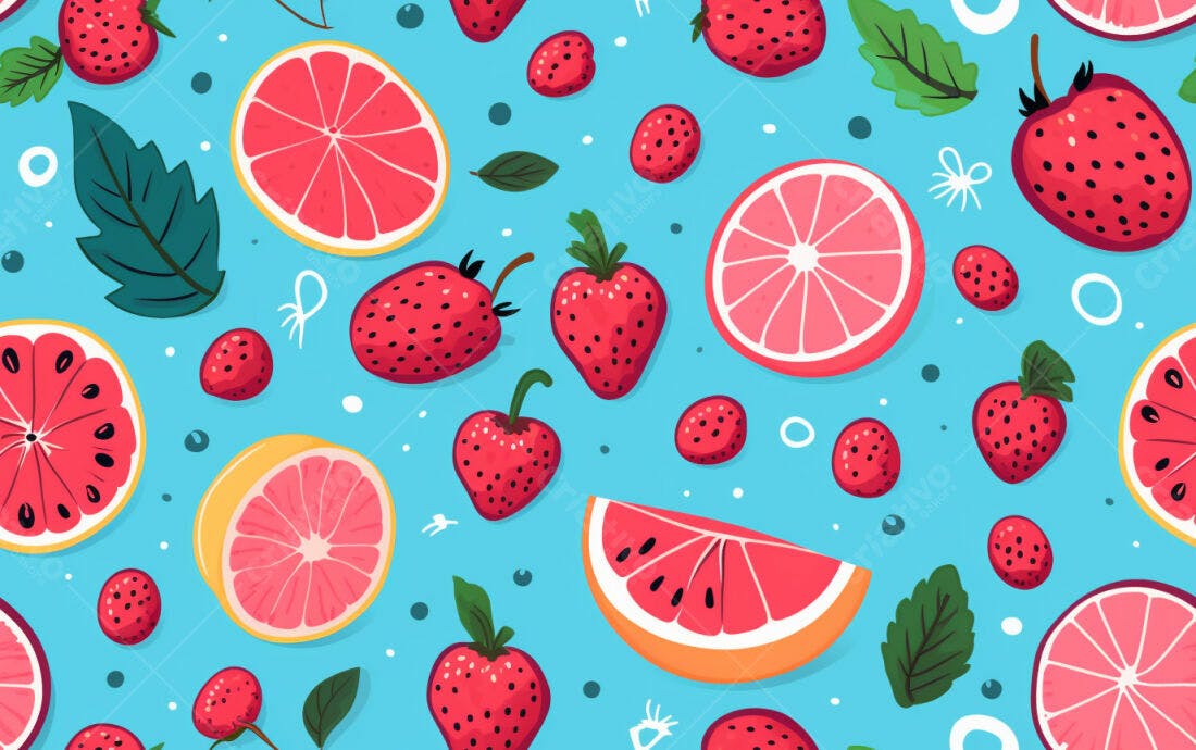 Textura Frutas Vermelhas e Rosas para Fundo