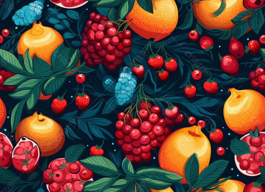 Textura Frutas Vermelhas e Laranjas para Fundo