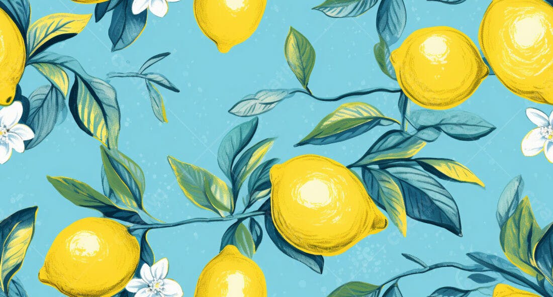 Textura Limão e Folhas para Papel de Parede