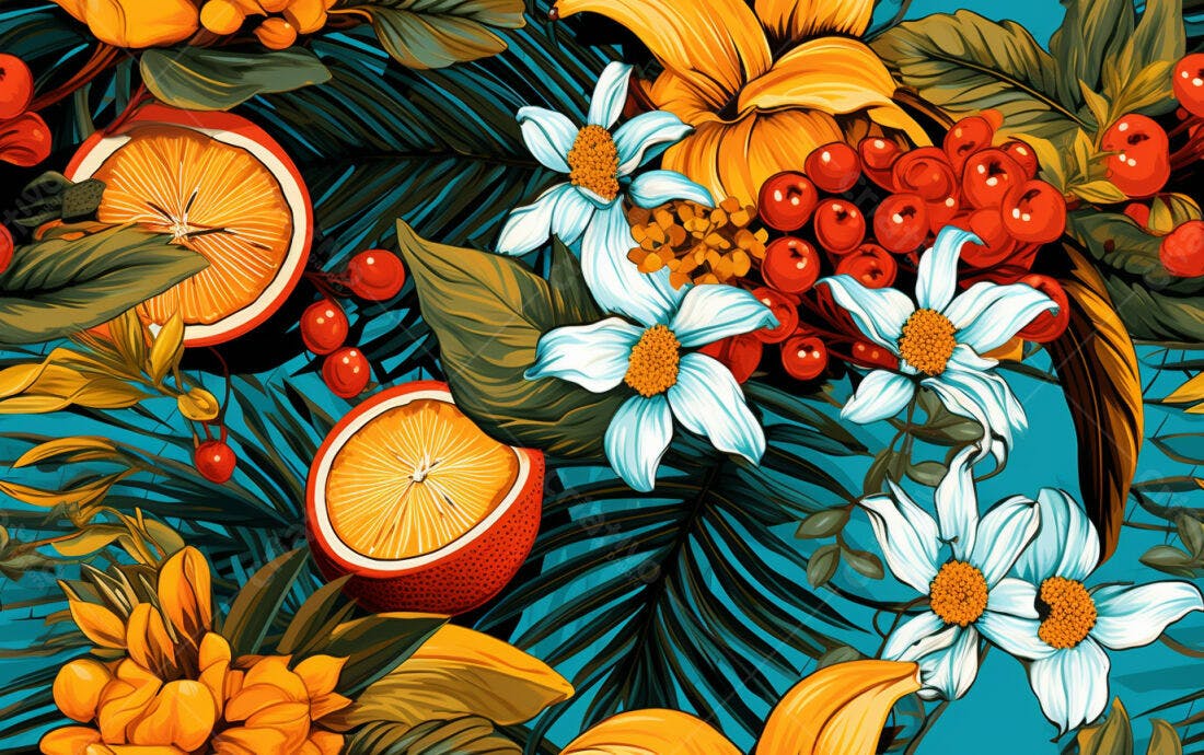 Textura Floral Tropical para Fundo
