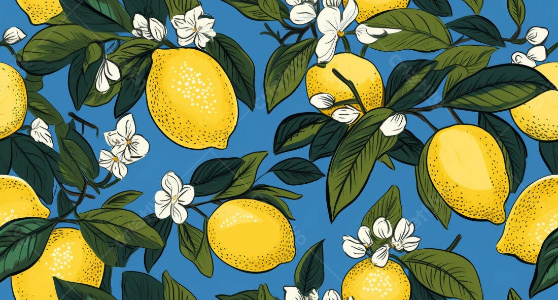 Textura Limão e Flores para Papel de Parede