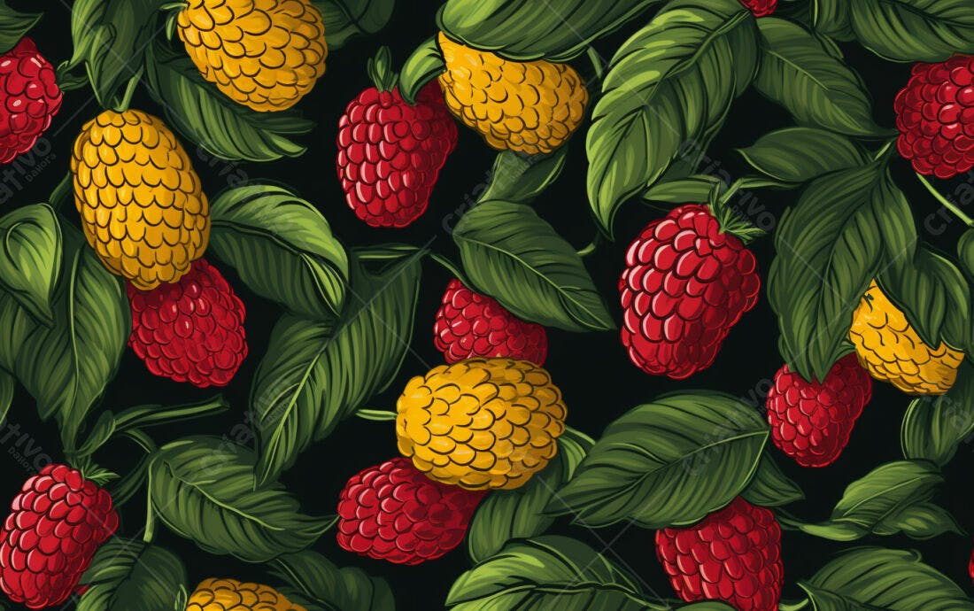 Textura Frutas Vermelhas e Amarelas para Fundo