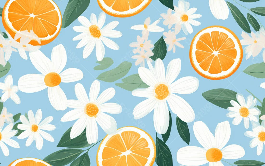 Textura floral laranja e margarida para fundo