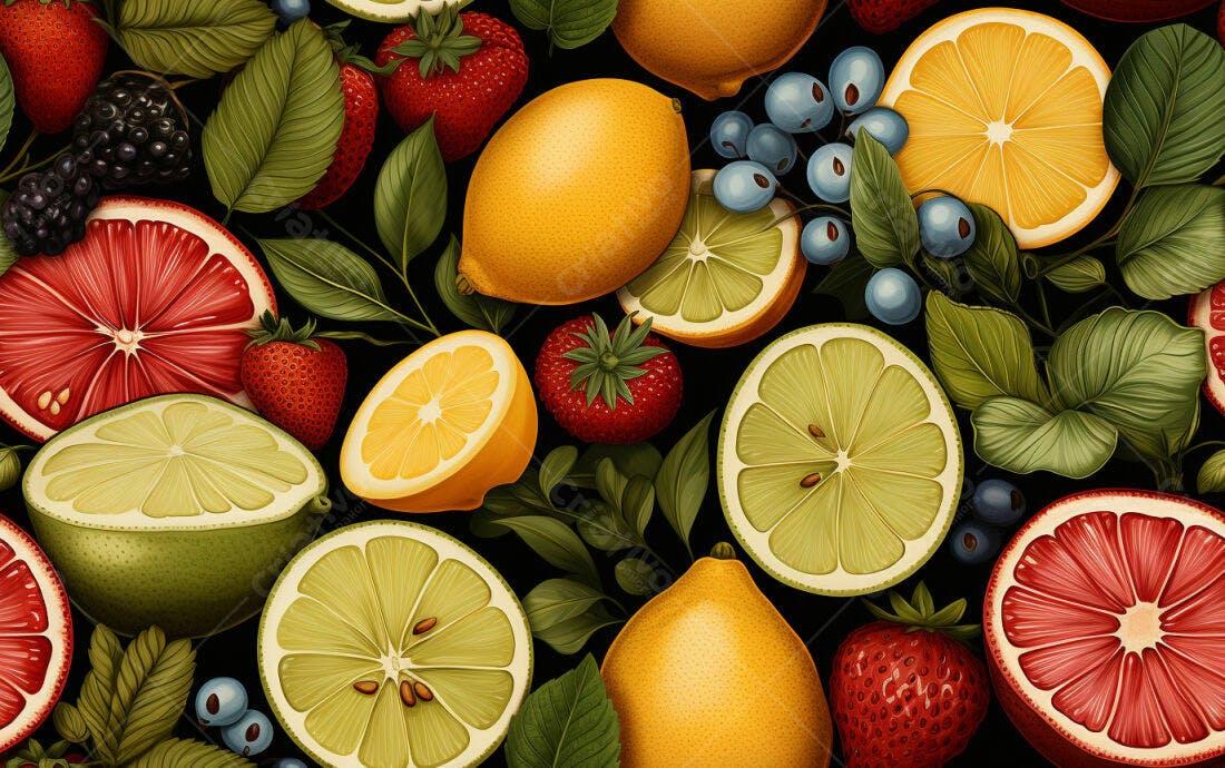 Textura Frutas Cítricas e Vermelhas para Fundo