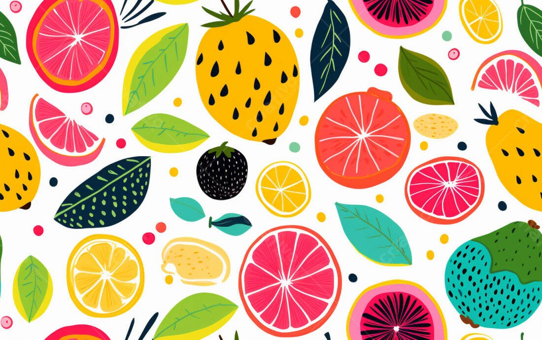 Textura Frutas Tropicais Coloridas para Fundo