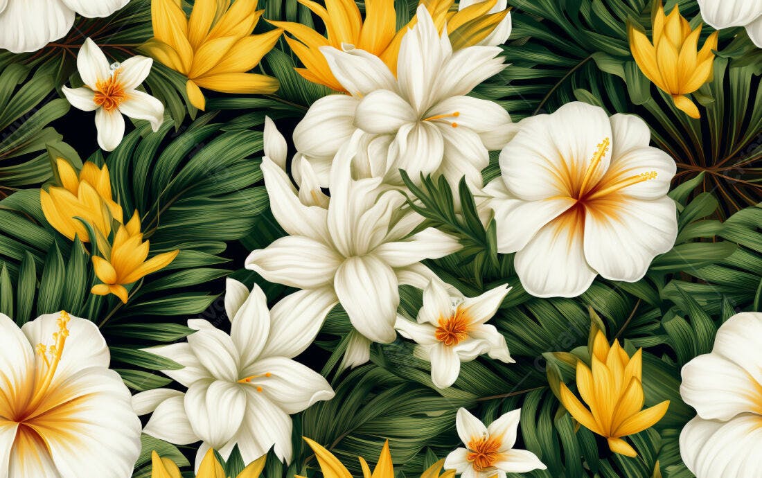 Textura floral tropical para papel de parede