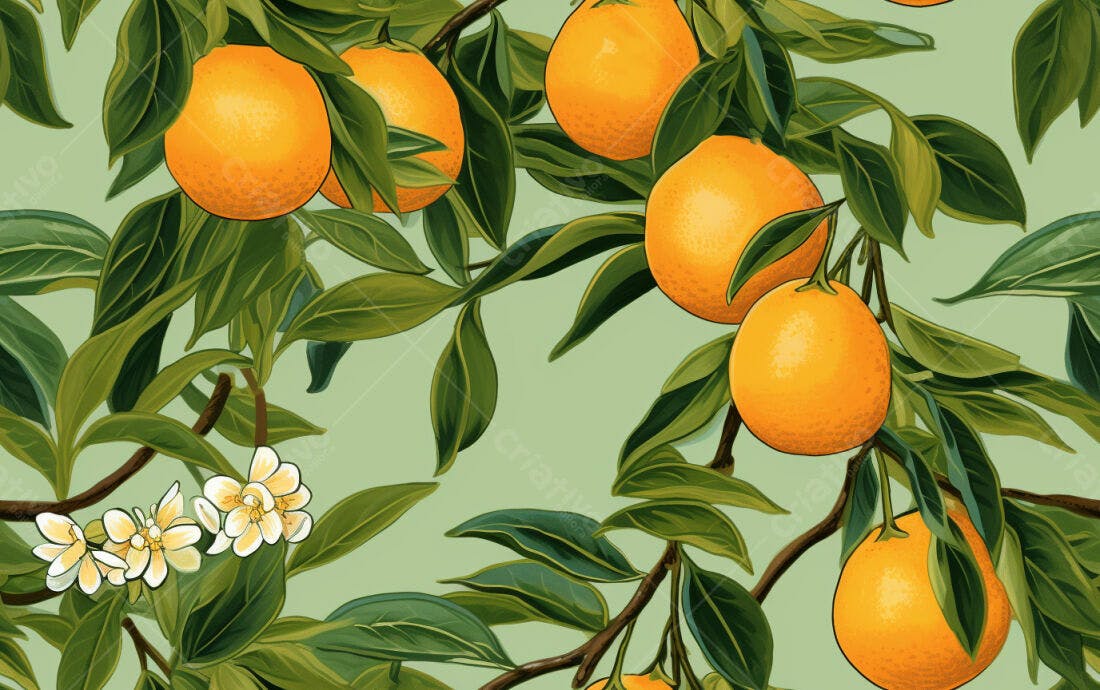 Textura laranjas e folhas para papel de parede