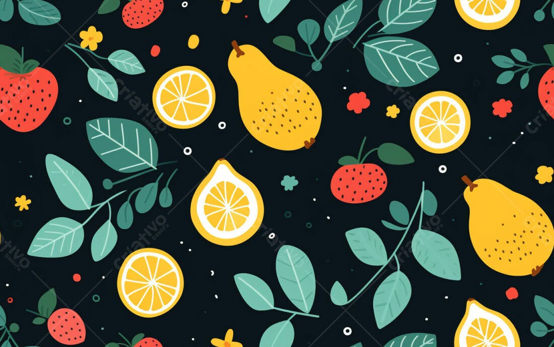 Textura Frutas e Folhas para Fundo