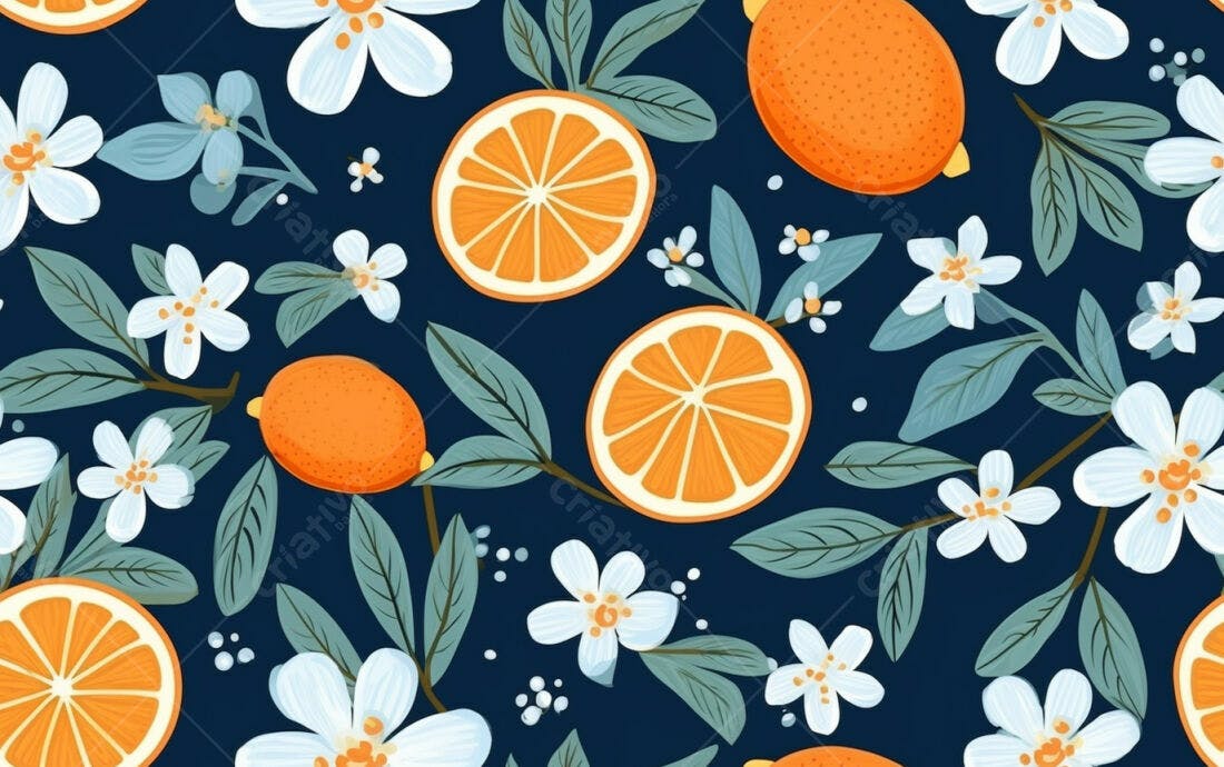 Textura floral laranjas e flores para fundo