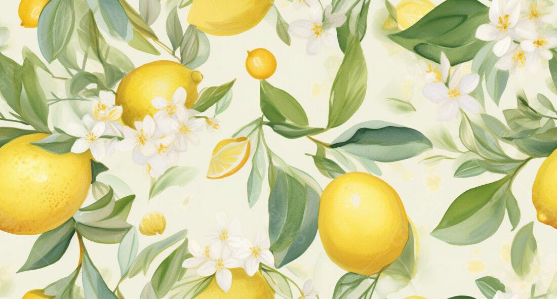 Textura Limão e Flores para Papel de Parede