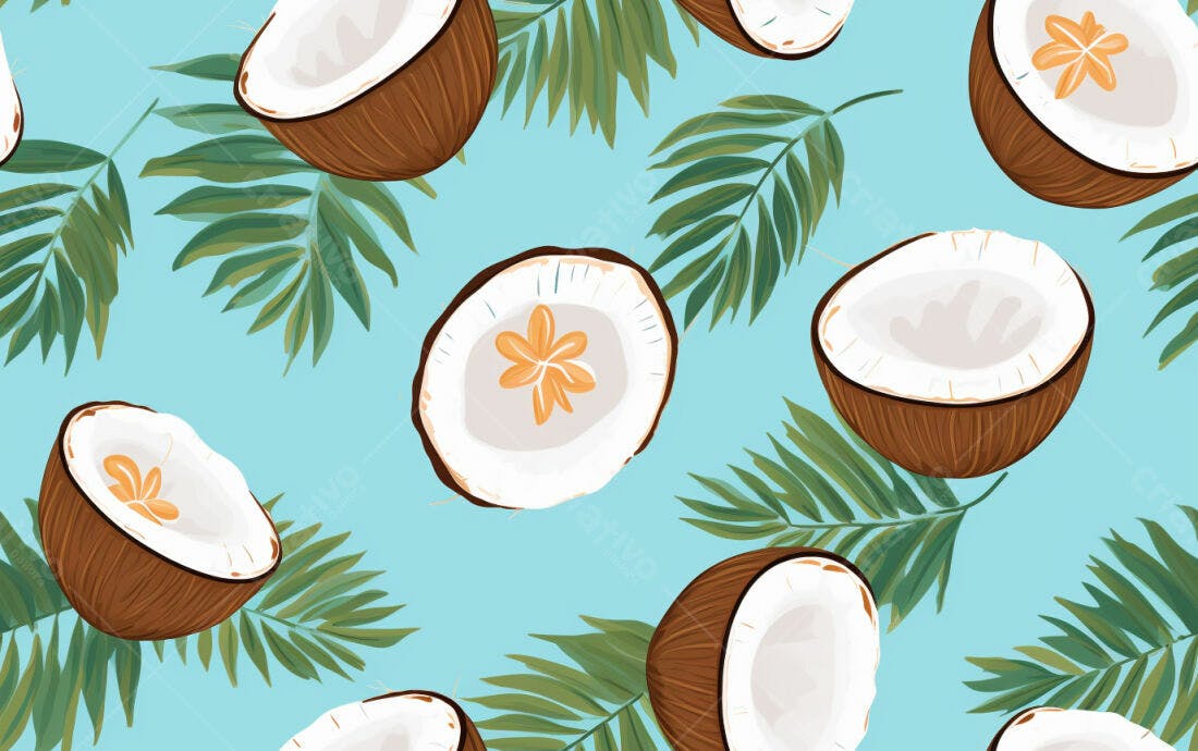 Textura Coco e Palmeiras para Fundo Tropical
