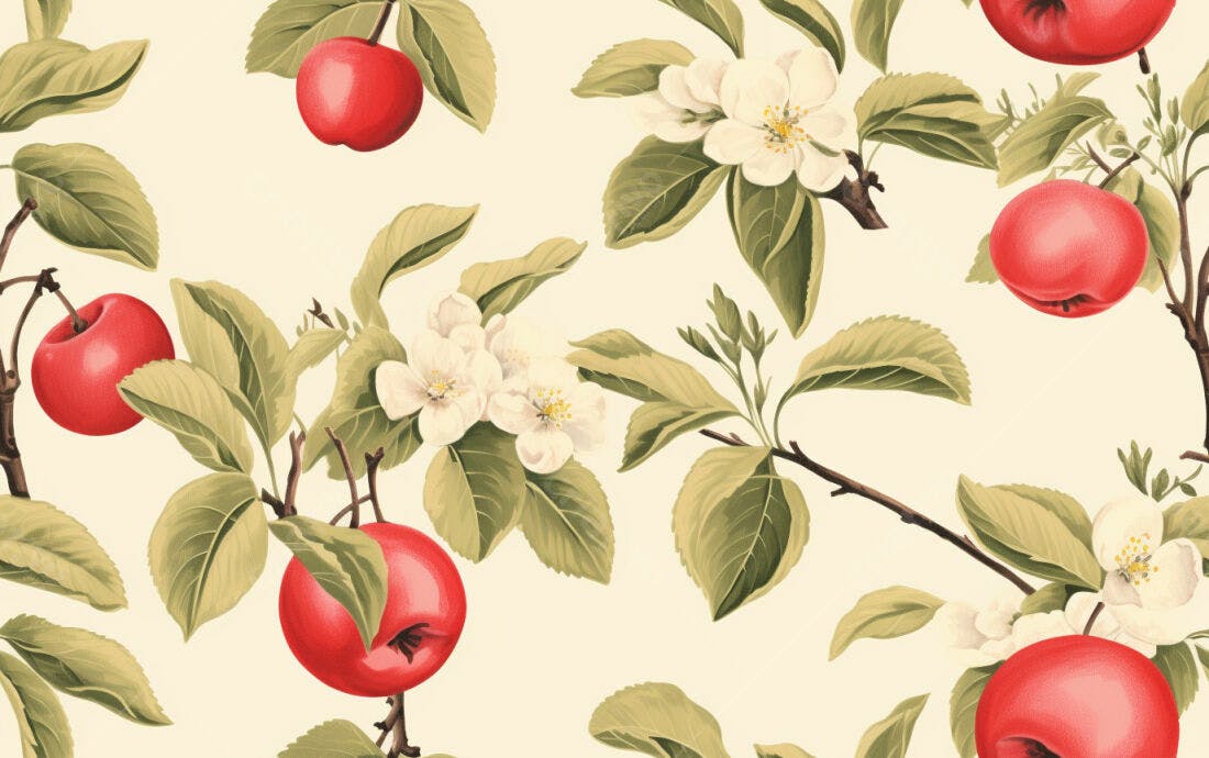 Textura floral maçã e flor para papel de parede