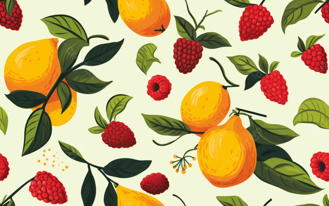 Textura Frutas Cítricas e Framboesas para Fundo