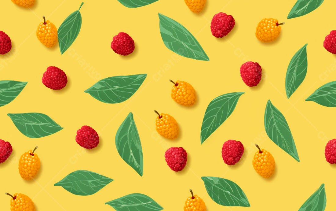 Textura Frutas Vermelhas e Amarelas para Fundo