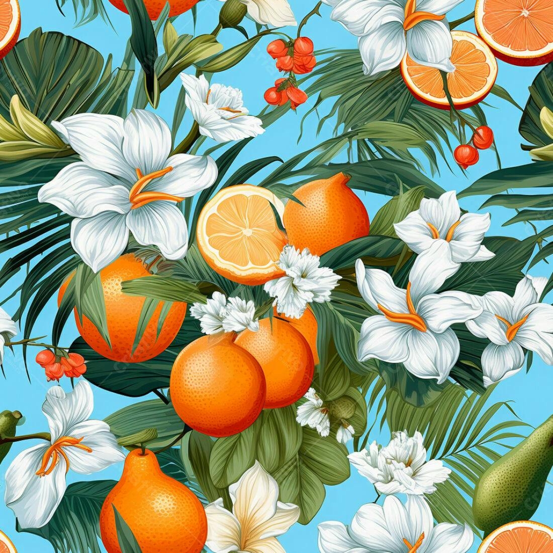 Textura floral tropical frutas para fundo