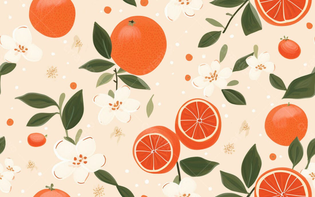 Textura floral frutas cítricas para fundo