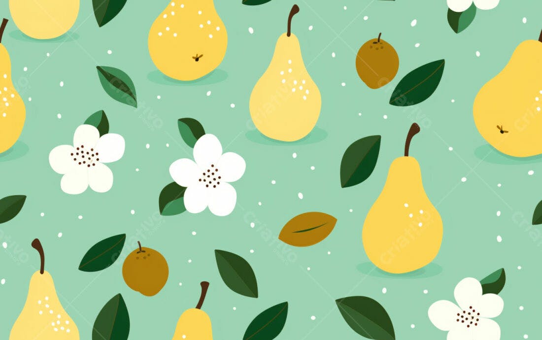 Textura Frutas Peras e Flores para Fundo