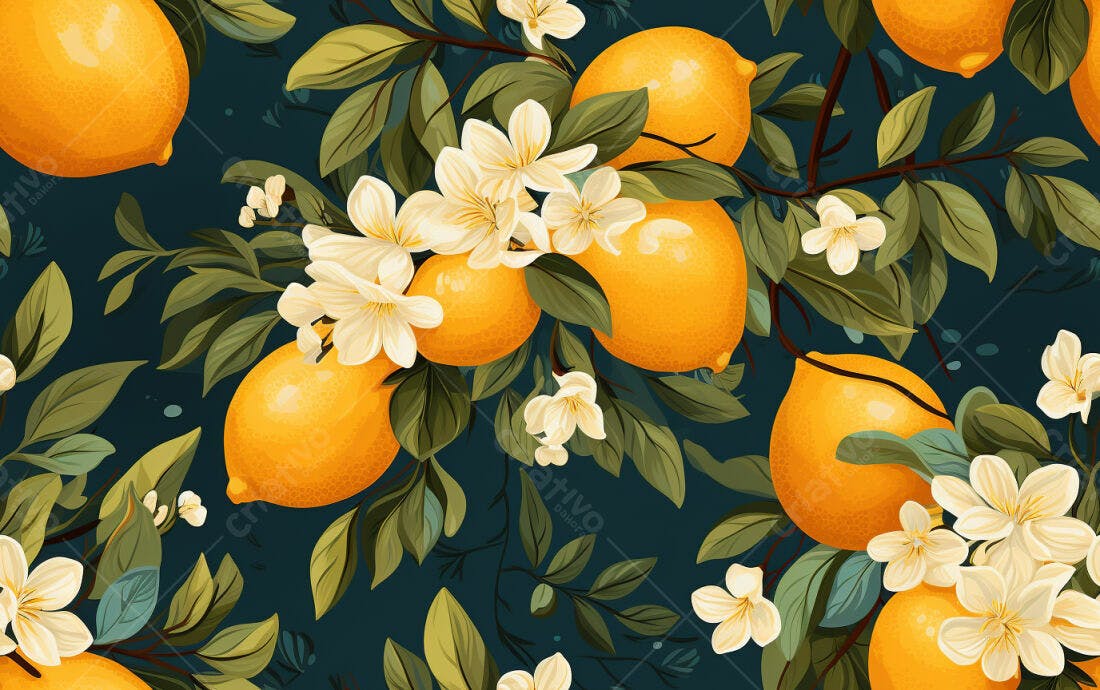 Textura Limão e Flores para Fundo