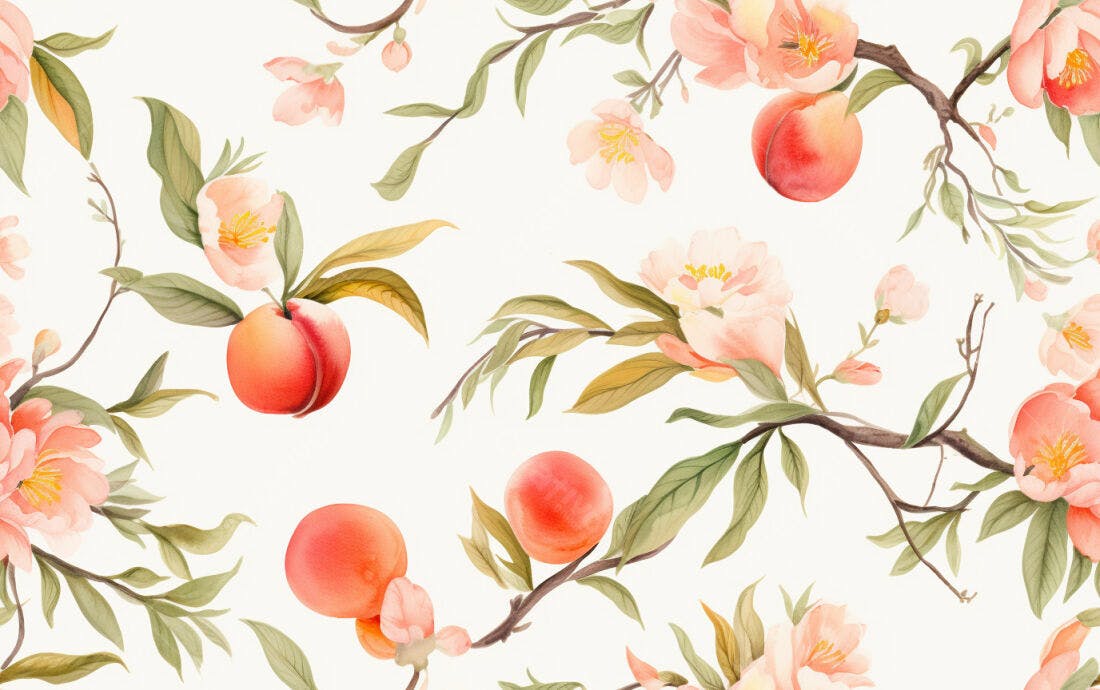 Textura floral pêssego e flores para papel de parede