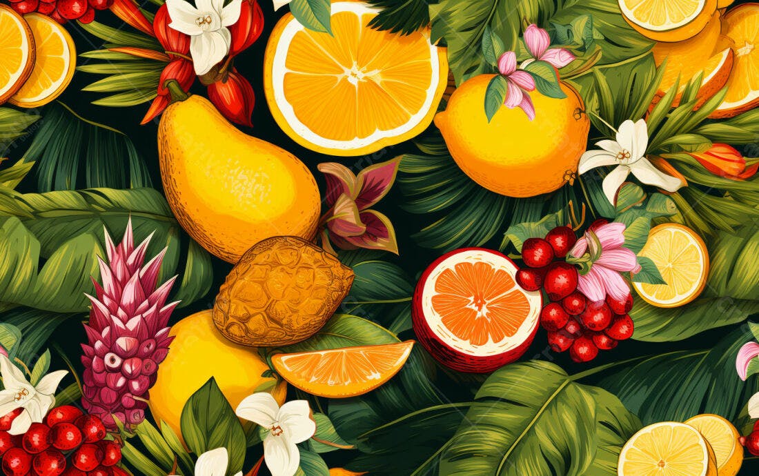 Textura Frutas Tropicais para Fundo