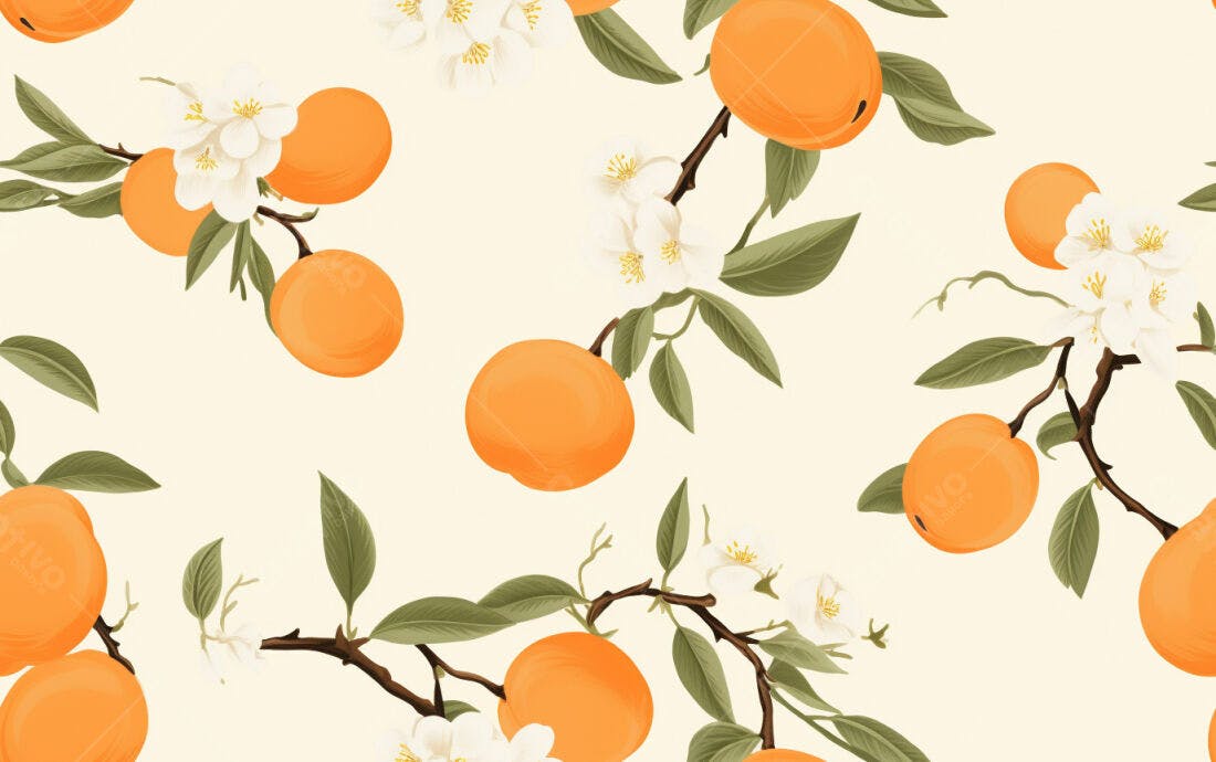 Textura floral laranja e branca para papel de parede