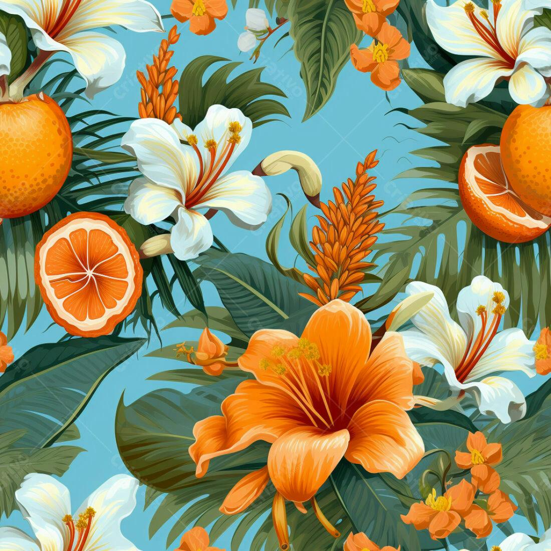 Textura Floral Tropical para Fundo