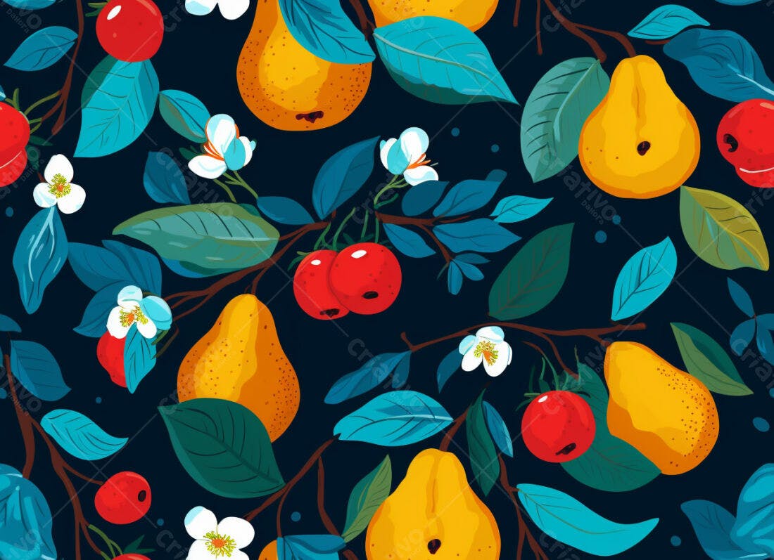 Textura Frutas e Folhas para Fundo