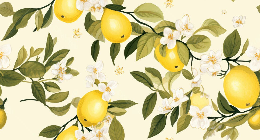 Textura Limão e Flores para Fundo